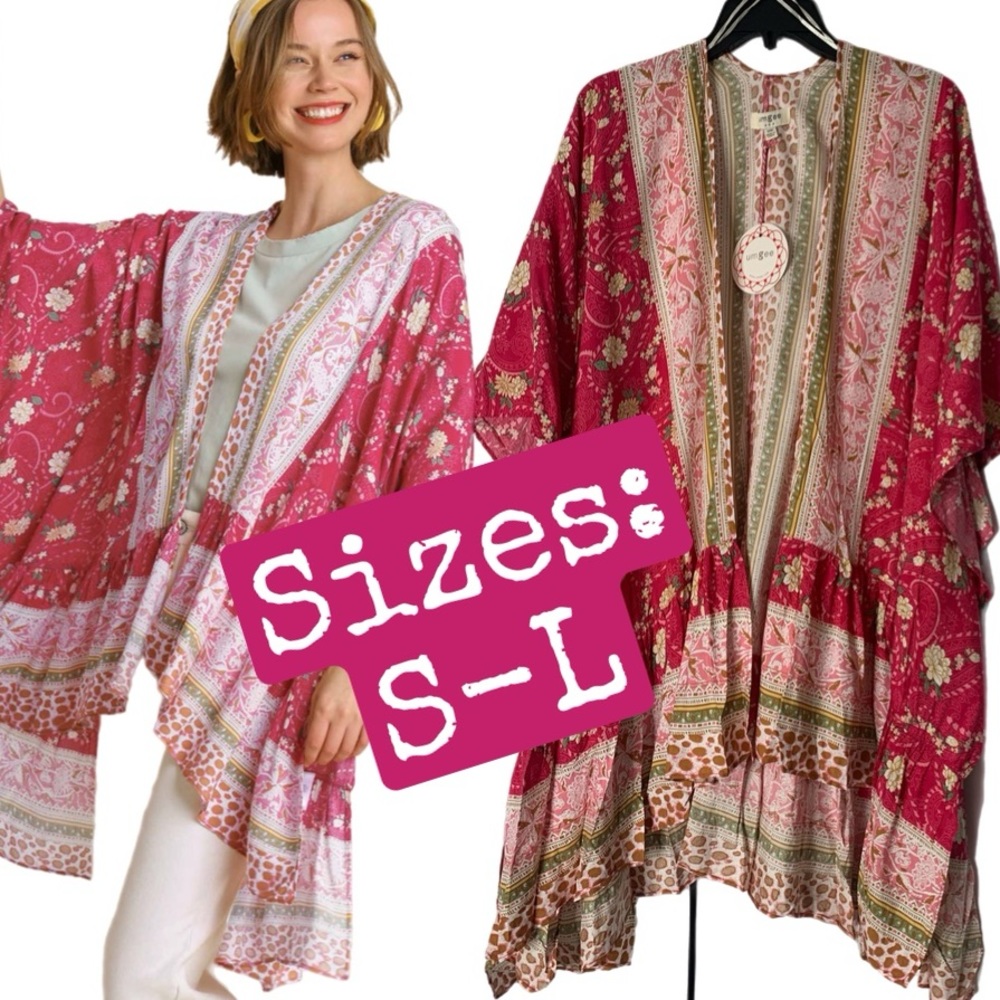 Umgee NWT Boutique Kimono Boho Art Deco Victorian Bohemian Hippy S M L